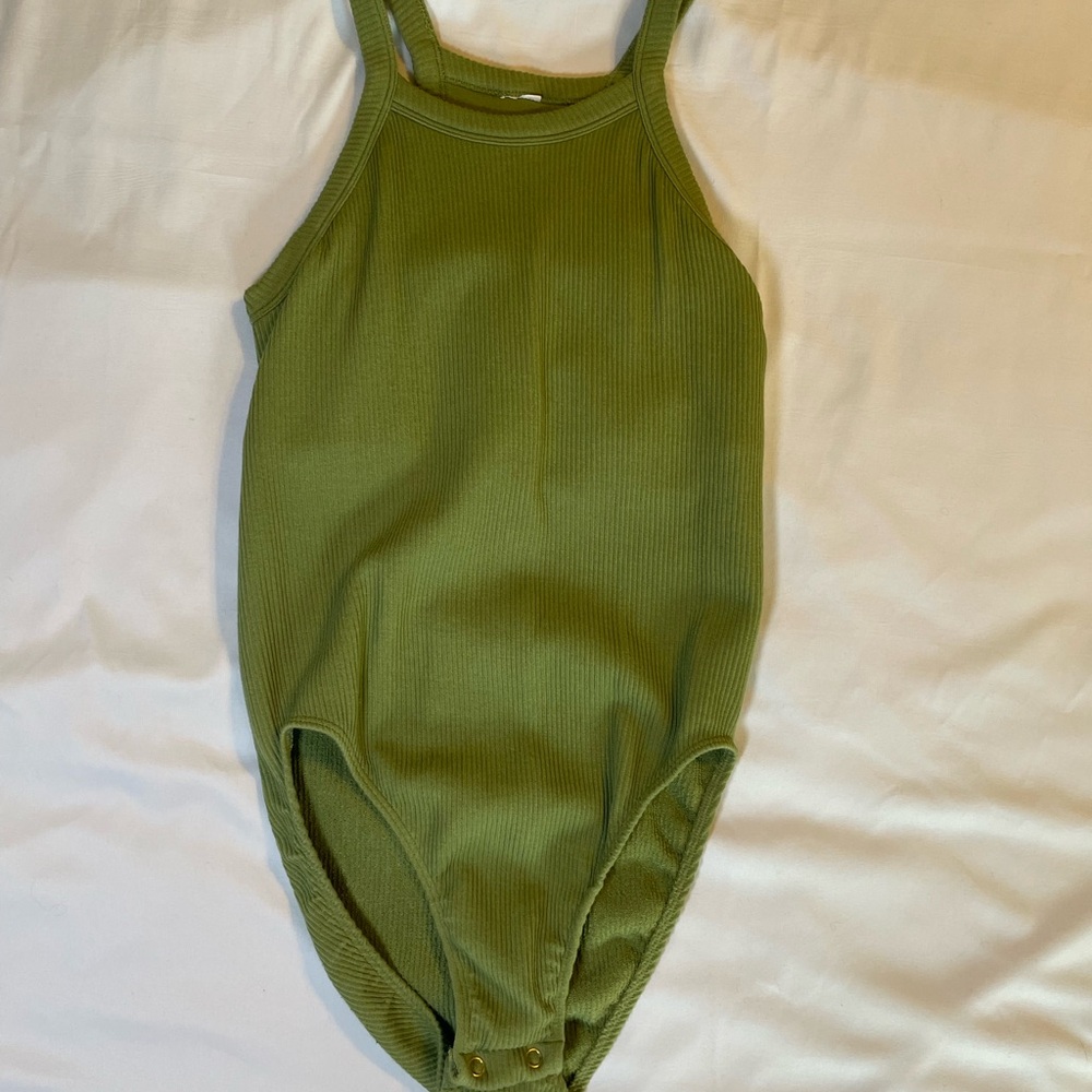 Fabletics Dawn Seamless Ribbed Green Bodysuit
